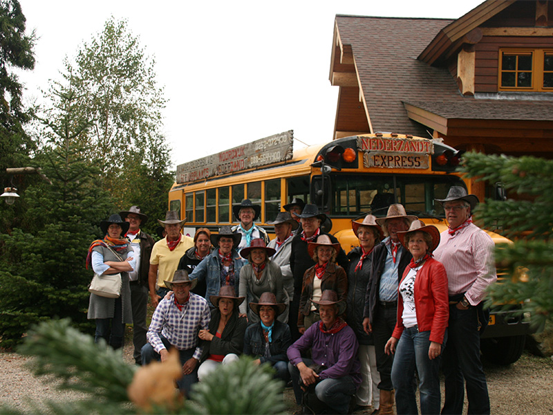 groep bij amerikaanse bus